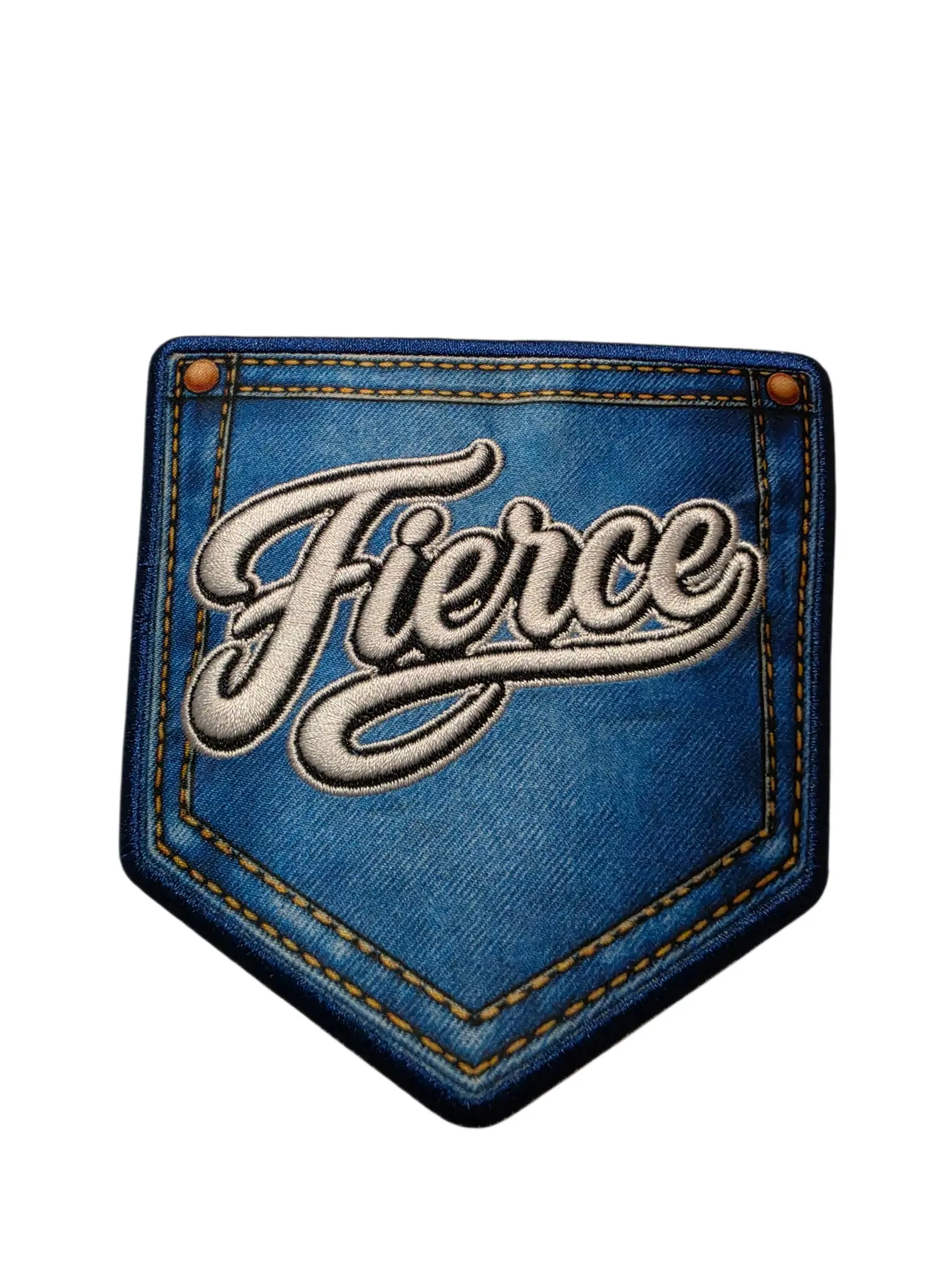 Patch Party Club "Fierce" Denim Pocket 4.5-Inch Embroidered Iron-On Patch for Clothing, Jackets, Hats, Bags & Backpacks