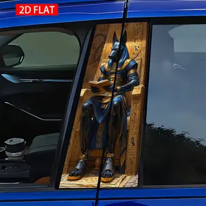2 Sets Car B Pillar Stickers, Anubis Egyptian God Design, PVC HD Print Self-Adhesive, Waterproof Scratch-Resistant, Car Exterior Decor