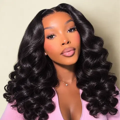 [New Loose Wand Curl 13X4 ] Menglle 200% Density Brazilian 13X4 Loose Wave / Loose Deep Wave Lace Frontal Drawstring Wigs Human Hair Pre Cut Lace Glueless Bounce Wand Curly Wig Natural Hairline Beginner Friendly#SohoChic