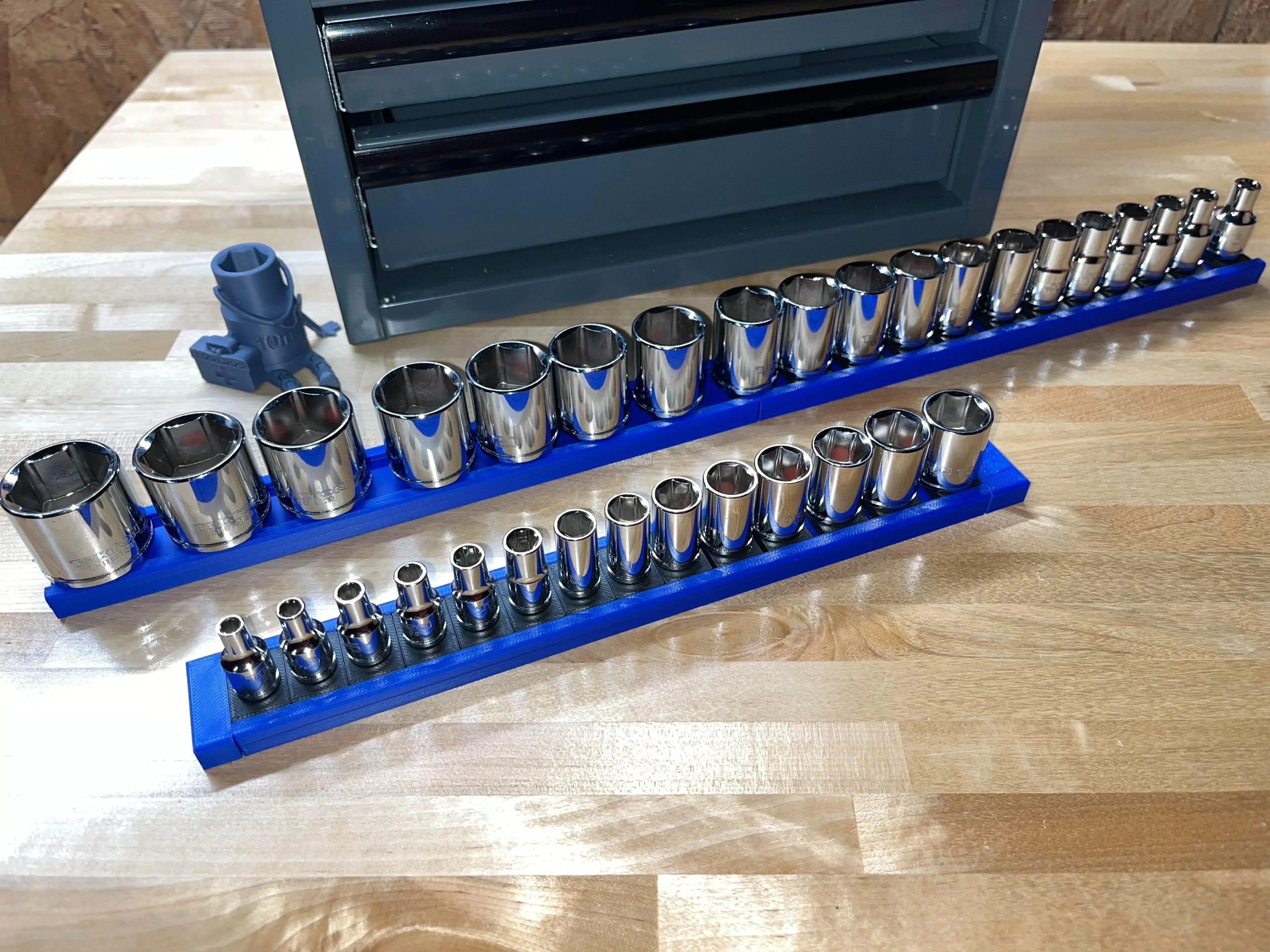 Socket Holder Rails - 1/4", 3/8", & 1/2" - Toolbox Organizers - Magnetic Base Tool Organization
