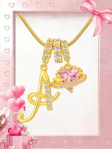 ICED CHICS Art-designed personalized name letter necklace, Initial Heart Necklace, Sparkling CZ Necklace, free of allergenic ingredients, with adjustable size. It is an excellent Valentine's Day gift for women and girls.