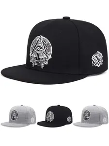 2025 Fashion Trend New Flat brimmed Hat Eye of God Embroidered Street Pop Skateboarding Hat Street Dance Hip Hop Hat Outdoor Sports Cycling Sunshade Hat Daily Life Festivals Party Activities Wearing Decorative Baseball Hats Same gender