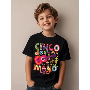 Cinco de Mayo Mexican Taco Guitar Fiesta Cinco de Mayo Funny Aesthetic Graphic Kid T-Shirt Casual Kid T Shirts Street Style Tops Tees for Kid