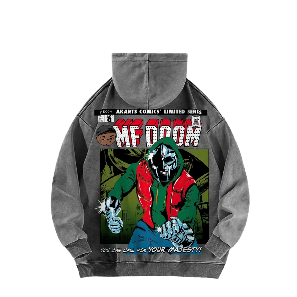 MF Doom Washed Hoodie, MF Doom merchandise, 90s hip-hop street