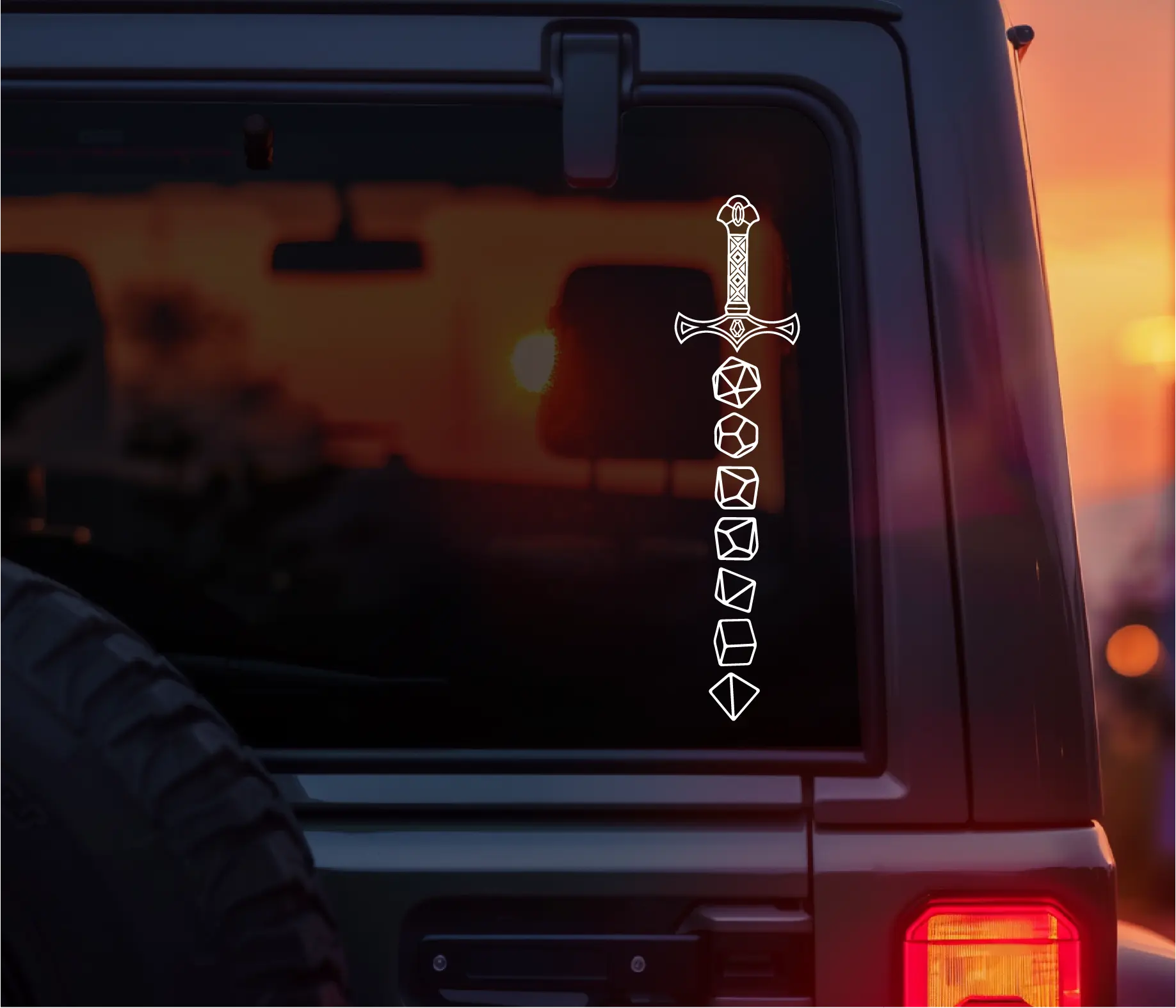 Dungeons & Dragons Dice Sword Vinyl Car Decal, Fantasy Gamer Sticker for Cars, Laptops & Water Bottles, Perfect for DnD Players, Tabletop Gamers, RPG Fans & Fantasy Lovers, Nerdy Dice Weapon Design