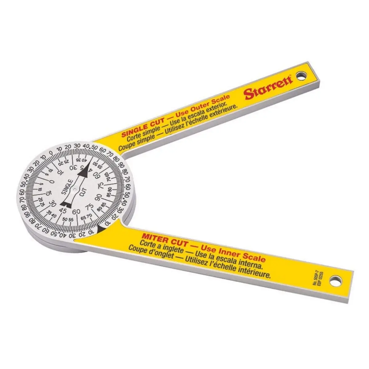Starrett ProSite Miter Protractor Angle Finder - 7in Narrow Plastic, 2 Laser Engraved Scales - Ideal for Carpenters, DIY Home Improvement - Model 505P-7