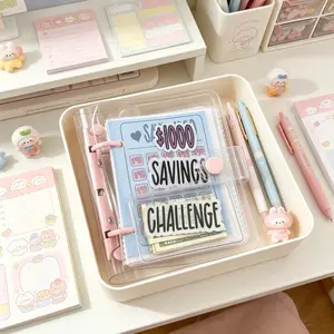 Mini Money Saving Binder $1000/$500 Challenge Book with Envelopes Portable Deposit Anytime Anywhere Clear Loose Leaf Book Office Supplies Financial Companion-MM2