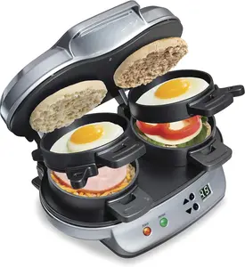 Beach Dual Breakfast Sandwich Maker with Timer, Silver (25490A)"