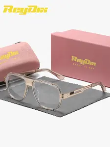 ReyDix 1 Pair Unisex Exceptional Quality Anti Blue Light Full Frame Plano Glasses Literary Vibe Frog Frame Plano Glasses