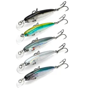 GoBait Ultralight Sinking Minnow Fishing Lure Set (5 Pcs) - 1.5g 4cm Micro Hard Bait Wobbler with Treble Hooks for Trout, Crappie, Bass | Fresh & Saltwater Tackle Kit