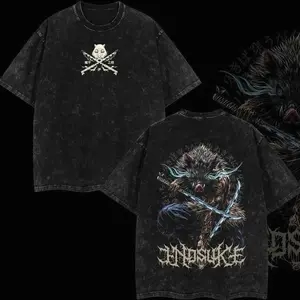 Demon Slayer Mens T-shirt, Inosuke Hashibira Shirt Vintage Unisex Oversize Anime Manga Acid Washed T-shirt, graphic tee,anime merch fan, outfits men, Oversize Shirt, Vintage Outfit, Gift for fan, for him, for her AOH