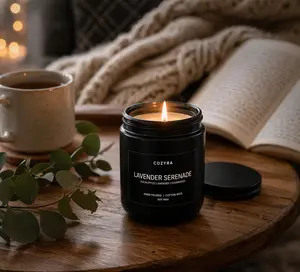 COZYRA Lavender Serenade Candle - Hand Poured with Cotton Wick & Natural Soy Wax for Pure Scent - Eco-Friendly & Subtle Fragrance