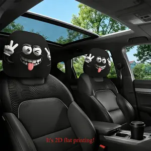 2pcs Double pack cartoon fun expression car head pillowcase | general-purpose car headrest protective cover | essential car decoration fun gifts for home travel | suitable for long-distance driving and self-driving travel decoration