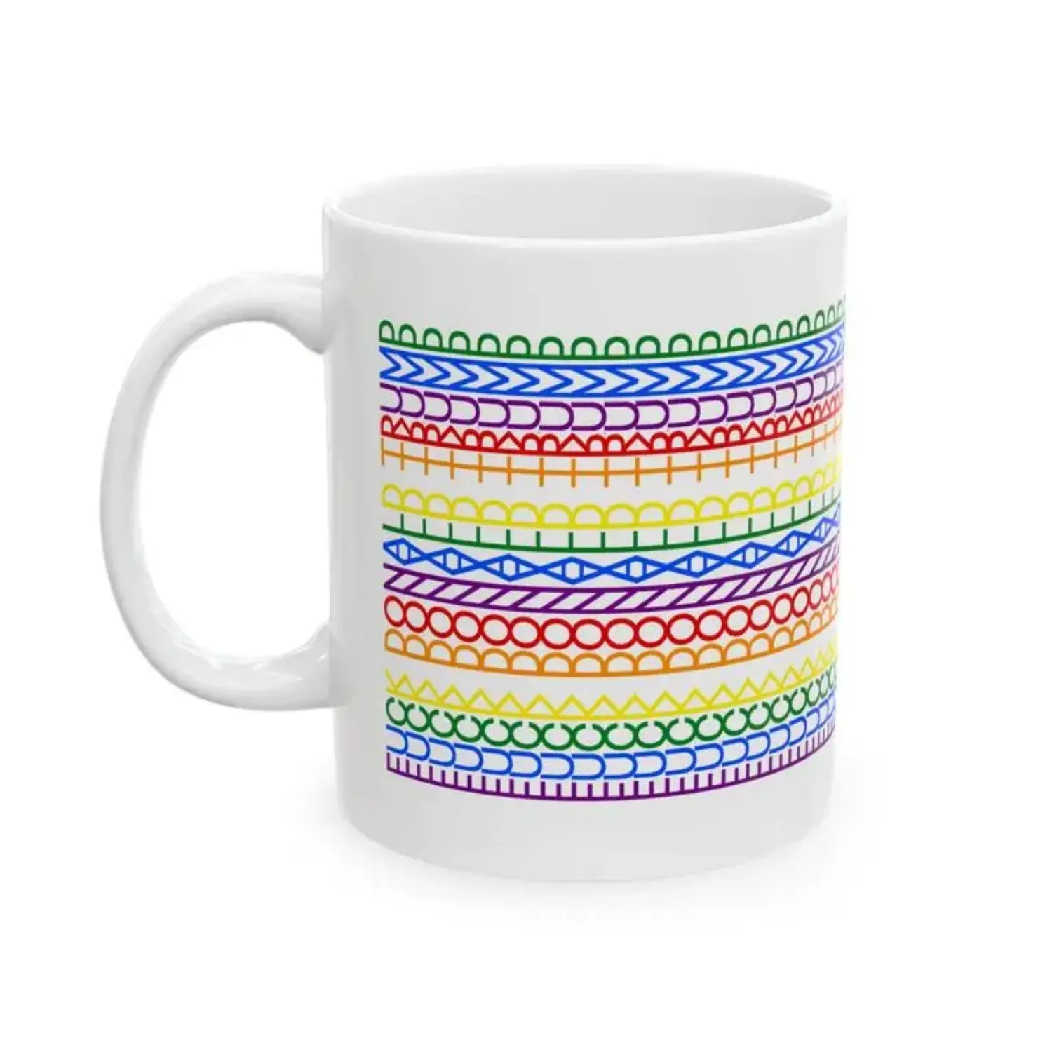 FDT Rainbow Stripe Ceramic Hidden Message Mug - Reusable Modern Funny Meme Trending Drinkware, Washable Father's Day Gift Coffee & Tea Cup