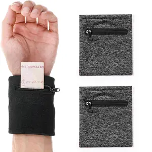 2Counts/Set Lightweight Breathable Running Wrist Bag, Jogging Equipment, Secure Zipper Holds Keys Cash Cards Small Items, Comfortable Wear Long-Time Without Sweating, Ideal for Various Sports Scenes Like Running Cycling Travel Gym Outdoor Activitie