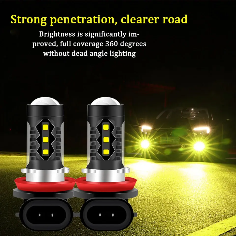 H11 H8 LED Bulbs 4300k Golden Yellow Super Bright Fog Light DRL Light High Power