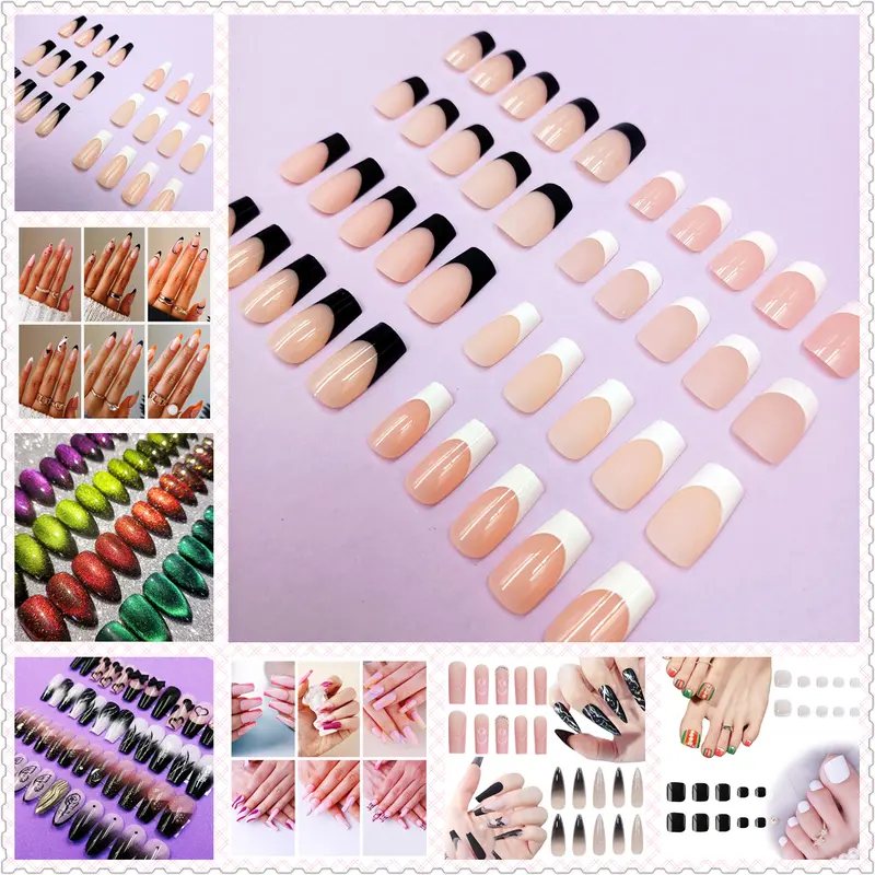 Press On Nails Bundle Sales from 96 Pcs~192 Pcs, Medium Short Long French Tip Nails, Long Nails with Design, Coffin Square Stiletto Almond Nails, Handmade Cat Eye Nails, etc.
