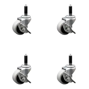 212 MAIN Light Duty Swivel Castor, Service Caster SCC-EX05S210-TPRS-SLB-78-4 Set of 4, 2 in. Swivel Thermoplastic Rubber Wheels, 0.875 in. Expanding Adapter Stem, Side Lock Brake