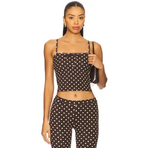 RAT BOI Tie Camisole in Brown Polka Dot RAT BOI Tie Camisole in Brown Polka Dot