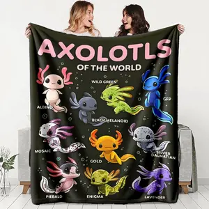 Cute Salamander Flannel Blanket, Comfortable Warm Durable, Ideal for Sofa Office Bed Camping Travel, Perfect Holiday Gift