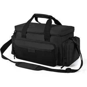 Heavy Duty Tool Bag with Multi-Pockets, Portable Storage Bag with Large Zipper, Carrying Toolbag with Adjustable  Strap and  Handle, Repairman, Carpenters, Handyman, Black