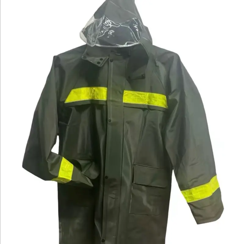 Men's Army Green Heavyweight Full Body Cover Raincoat - Durable Rain Suit with Adjustable Design, Breathable Inner for Outdoor Wear