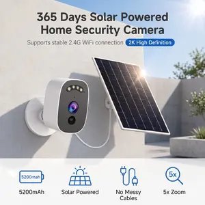 JOOAN 2K Outdoor Solar Security Camera, Solar Battery Powered, WiFi Wireless Outdoor Surveillance Camera for Home Security Systems, Featuring Full-Color Night Vision, Human Motion Detection, Two-Way Audio, IP66 Dustproof and Waterproof Rating