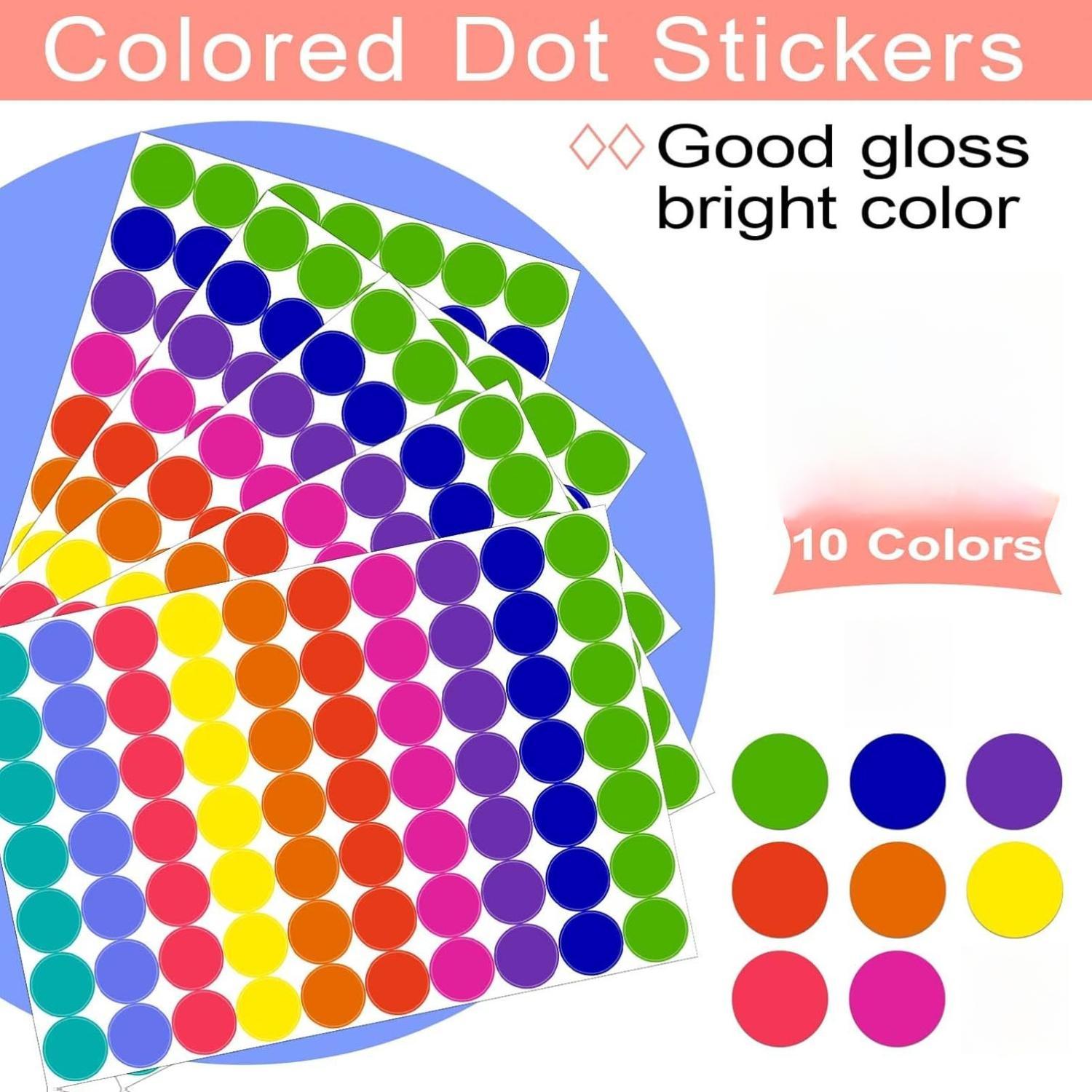1400 PCS Colored Dot Stickers Round Color Coding Labels for Classroom & Office Use Bright Non-Fading Polka Dot Stickers for Coding Sealing Envelopes & More
