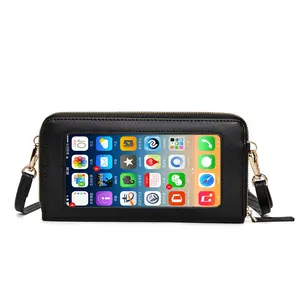 Women Touch Screen Wristlet Handbag, RFID Protection Small Crossbody Bag Phone Wallets Purse