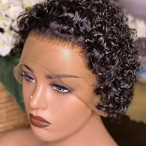 Gabrielle Hair 6 Inch 13X1 Pixie Cut Curly HD Human Hair Wig Natural Black Color 180% Density Lace Front Hairline Medium Cap Size Kinky Curly Texture   #SummerVibes#tiktokshopspringglowup
