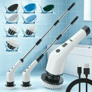 【Super Electric】- Rechargeable Electric Spin Scrubber, Fast Charging Cordless Cleaner with 8 Replaceable Brushes, Large Capacity Battery Support Long Time Whole House Cleaning Work bathtub