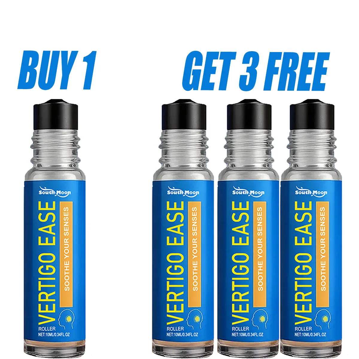 (BUY 1 GET 3 FREE)Vertigo Ease Roll On,Vertigo Ease Aromatherapy, Vertigo Ease Huile Essentielle | Natural Ingredients for Vertigo Relief - Refreshing Texture