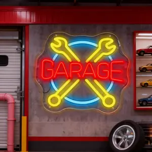 Wrench LED Neon Sign - Vibrant Wrench Design Neon Decoration, Garage for Men Cave, Car Enthusiasts and Mechanics, USB Powered, Eye-catching Home Outdoor Decoration, Father's Day Holiday Gifts