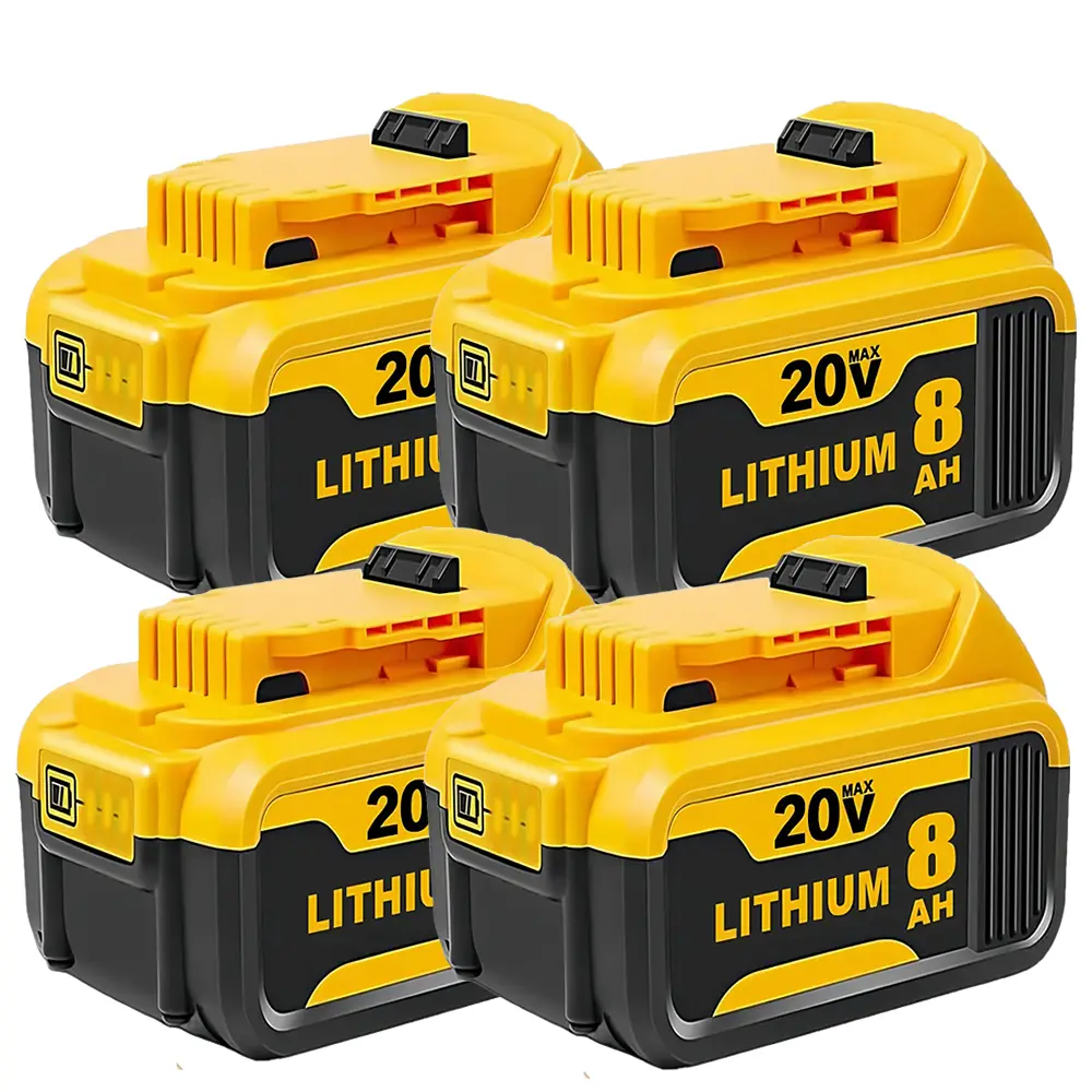 4Pack DCB200 20V 8Ah Lithium-Ion Battery Replacement for Dewalt - Compact XR Design, High-Capacity Power, Compatible with DCB205 DCB200 DCB203 DCB206