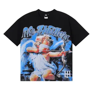 Life Hustlers Masked Angel Archery Diamond Short-Sleeve T-Shirt Unisex Crew Neck Loose Fit Summer Casual T-Shirt for Men and Women