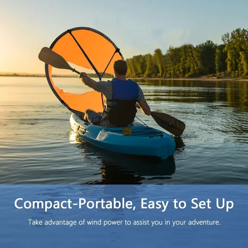 Foldable Kayak Wind Sail Kit, Blue PVC Downwind Sail - Compact, Portable & Durable with Universal Fit for Boats, Canoes & Water Sports, Valentine's Day