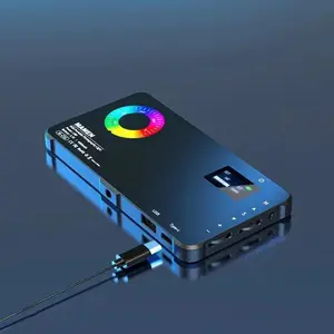 Metal LED Selfie Light, Portable RGB Video Light, Rechargeable Dimmable Panel Light with Clip, iPhone Selfie Accessory