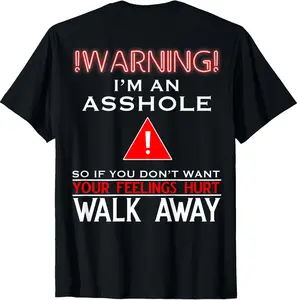 Cotton Short Sleeve Shirt Anti Social Shirt Warning I'm An Asshole T-Shirt Adult Humor Summer Casual Menswear Graphic Tee, Fashion Gift, Adult Size Streetwear
