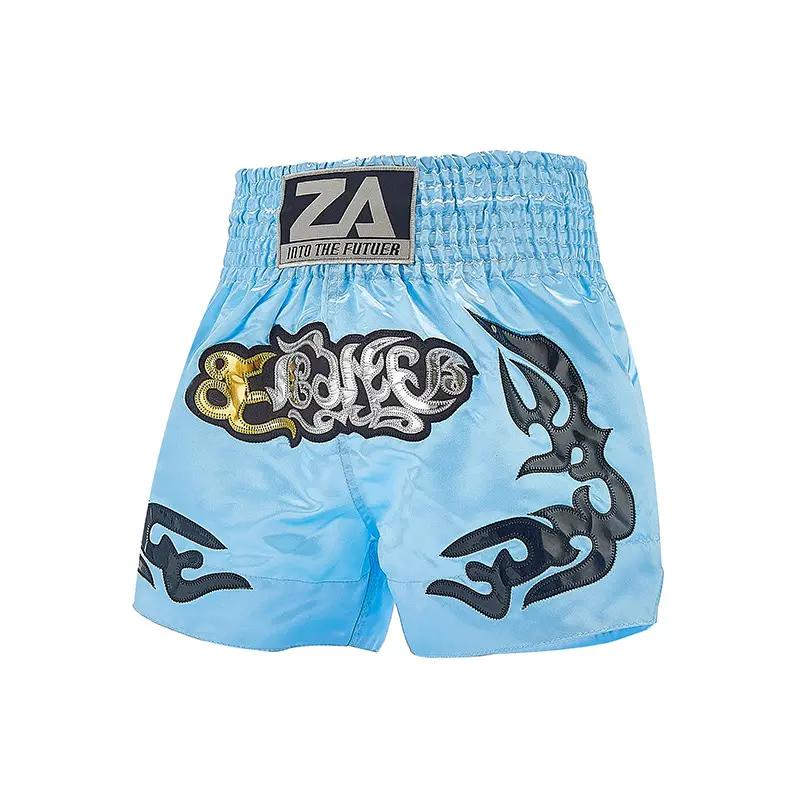 Blue Gold Flower Muay Thai Pants