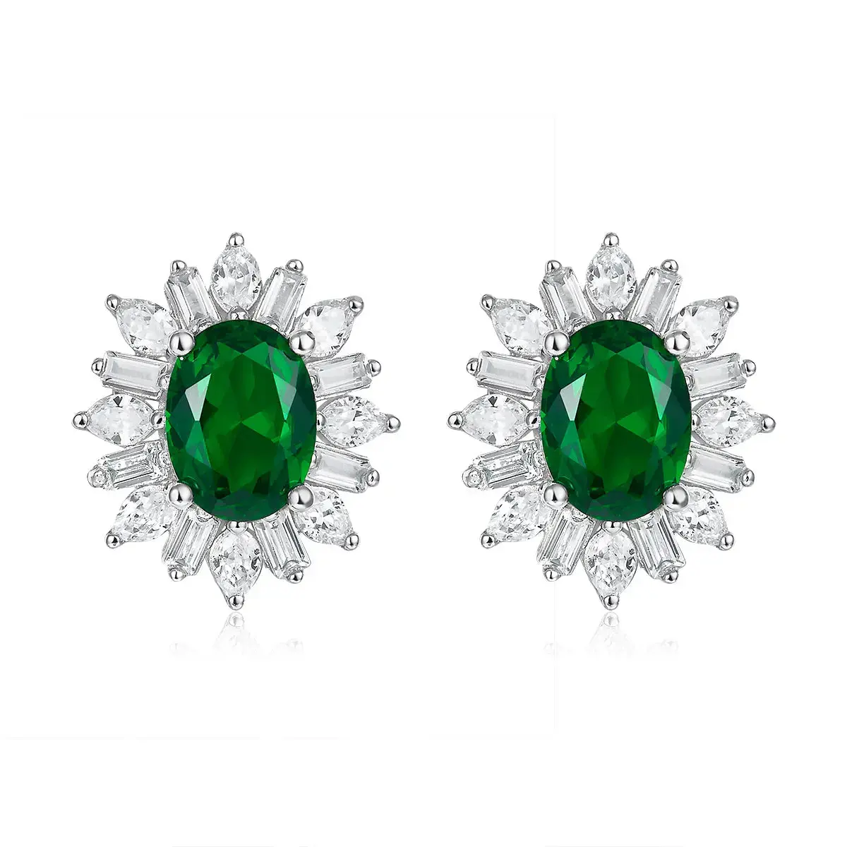 Vintage Crown Emerald Earrings
