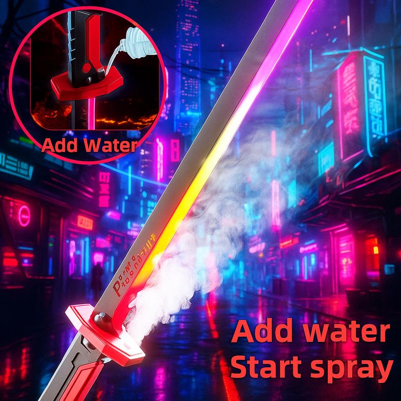 US In Stock DKD Cyberpunk SparkBlade Lightsaber Toy 17" with Sound & Fog, Seven-Color Streaming Lights, Type-C Rechargeable for Rave, Cosplay & Display, Immersive Experience, Neon Design demonslayer