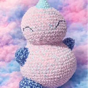 Blazing Cotton Candy Dinosaur Adorable Pink & Blue Weighted Crochet Adult Plush toy