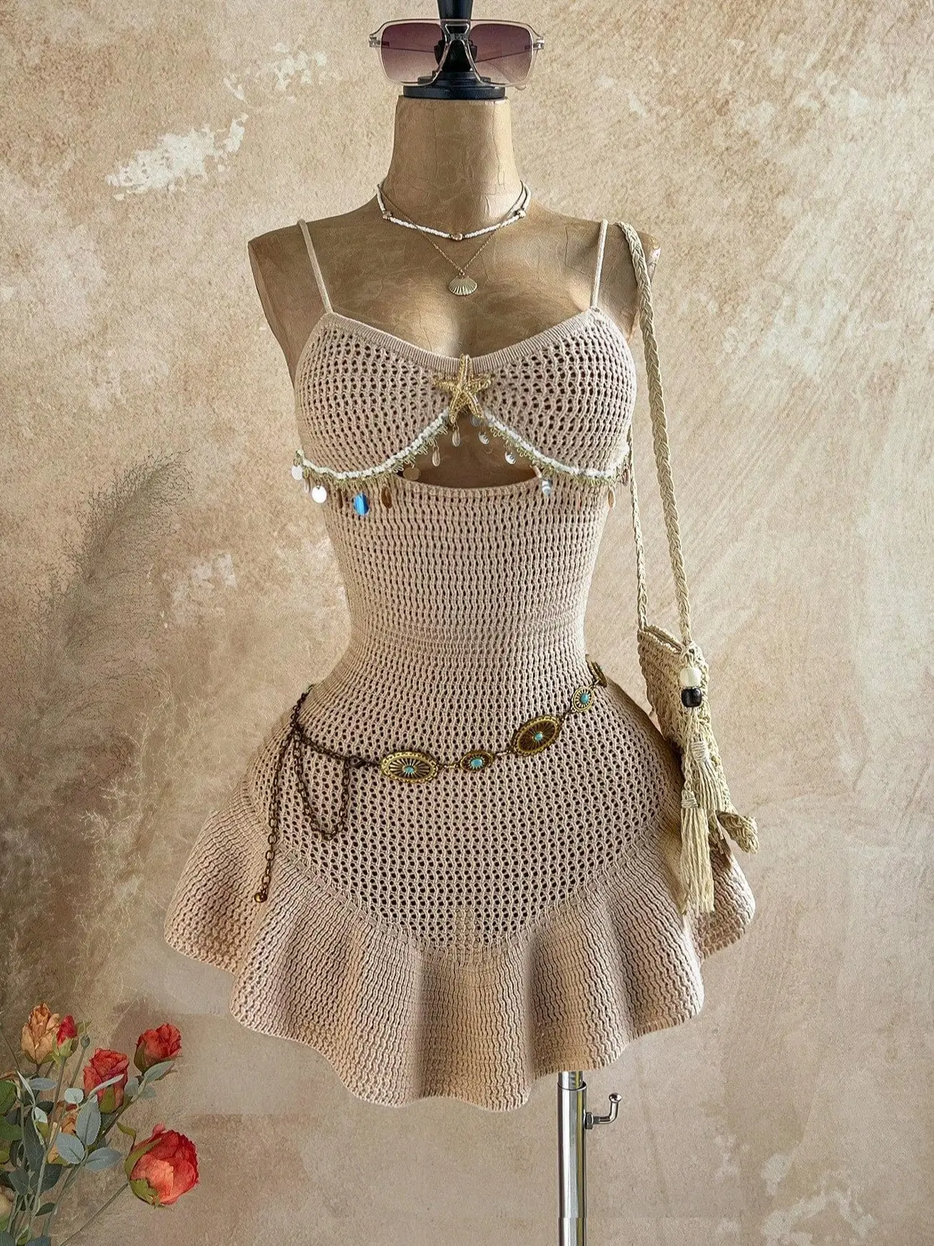 Women's Crochet Knit Dress Hollow Out Starfish Tassel Mini Dress, Boho Beach Vacation, Festival, Party Outfit - TikTok Shop Women's Crochet Knit Dress Hollow Out Starfish Tassel Mini Dress, Boho Beach Vacation, Festival, Party Outfit - TikTok Shop