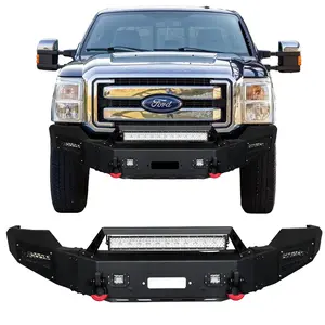 TIOYAR Steel Front Bumper Black Texture for 2011-2016 Ford F250/F350/F450/F550 (Excluding Raptor and Ecoboost)  with Winch Plate LED Lights 2 x D-Rings Off-Road Performance