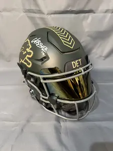 Aman-Ra St. Brown Autographed Salute to Service Full-Size Speed Flex Helmet with Beckett Certificate of Authenticity