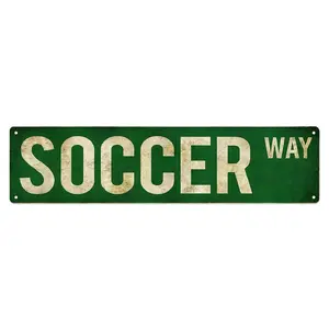 Vintage Soccer Poster Print Plaque - 16x4 In Artistic Home Decor, Sports Wall Decoration for Teen Boys' Bedroom, Ideal Birthday/Christmas Gift for 8-12 Year Olds