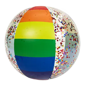 Inflatable Jumbo Beach Ball Classic Rainbow Glitter PoolCandy