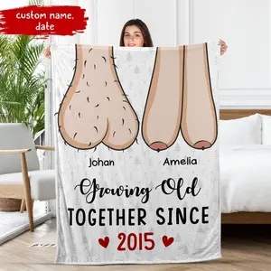 Personalized Funny Growing Old Together Fleece Blankets & Quilt Blankets - The Perfect Warm Gift for Everyone - Bring Comfort and Joy to Your Loved Ones - A Thoughtful Present for Friends, Family, and Partners