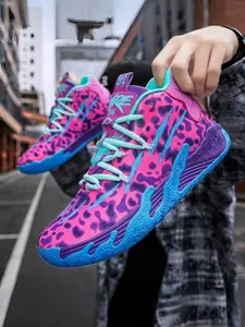 Men's Stylish Basketball Shoes Breathable Mesh Upper Rubber Sole Patch Design for Sports & Daily Wear, Trendy Casual Footwear