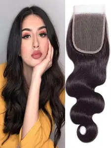 4x4 Human Hair Lace Closure Body Wave HD Lace Closure Free Part 100% Unprocessed Brazilian Virgin Human Hair Closure Hd Transparent Closure 150% Density Pre Plucked Natural Black